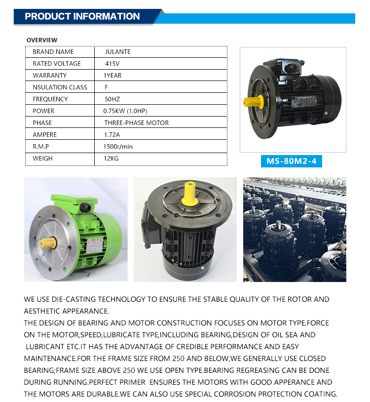 Industrial MS-80M2-4 Three-Phase Motor