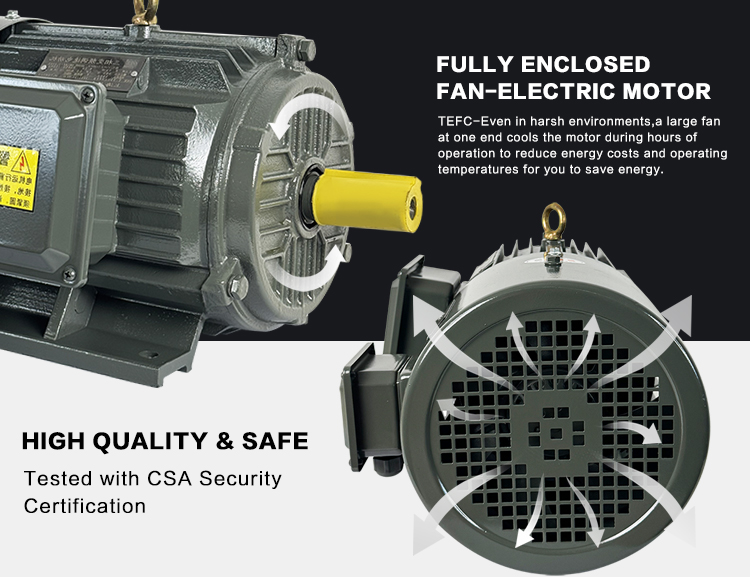 TEFC cooling system and IP55 protection on VFD motor